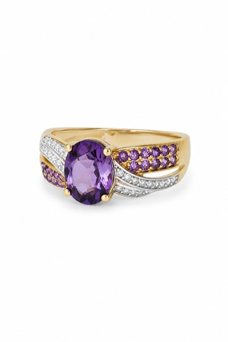 Bague Ballarat - Or jaune, diamants et améthystes