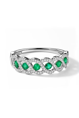 Bague Green Tarlac - Or blanc, diamants et émeraudes