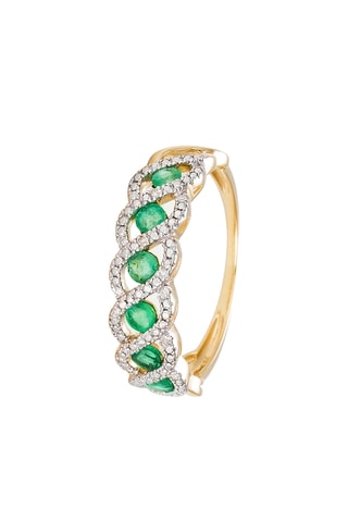 Bague Green Tarlac - Or jaune, diamants et émeraudes