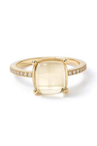 Bague Rose Dragée - Or jaune, citrine et diamants