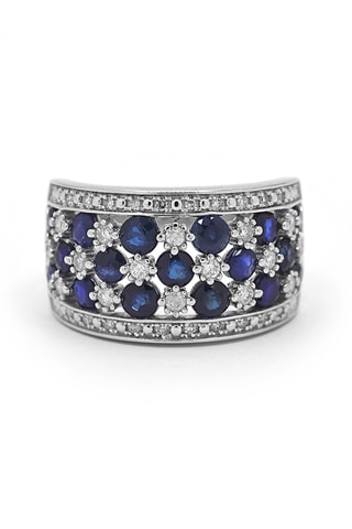 Bague Elodie - Or blanc, diamants et saphirs