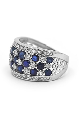Bague Elodie - Or blanc, diamants et saphirs