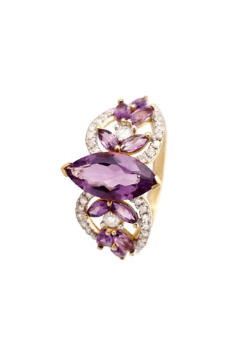 Bague Vénus - Or jaune, diamants et améthystes