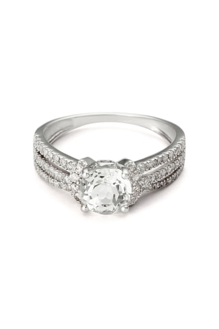 Bague Etincelante - Or blanc, diamants et topaze