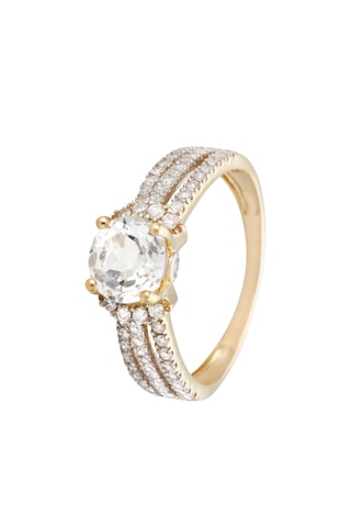 Bague Etincelante - Or jaune, diamants et topaze