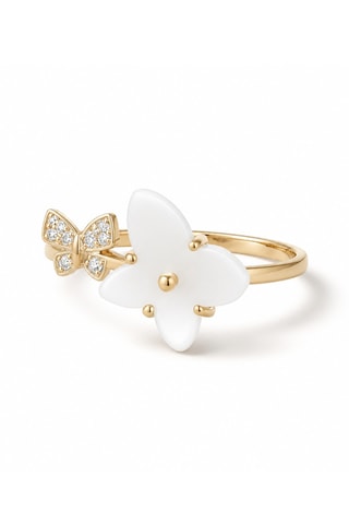 Bague Nasia - Or jaune, céramique et diamants