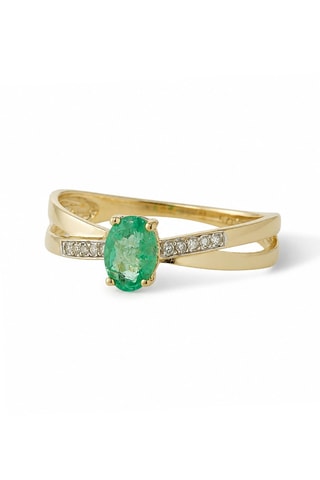 Bague Ambi - Or jaune, diamants et émeraude