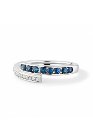 Bague Lanis - Or blanc, diamants et saphirs