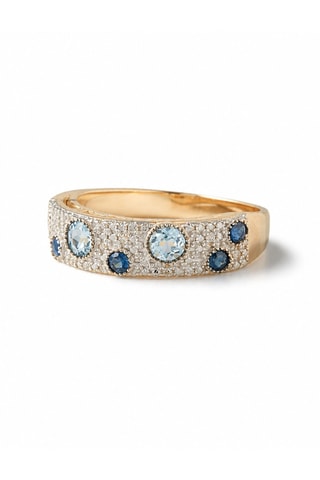 Bague Majunga - Or jaune, diamants, saphirs et topazes