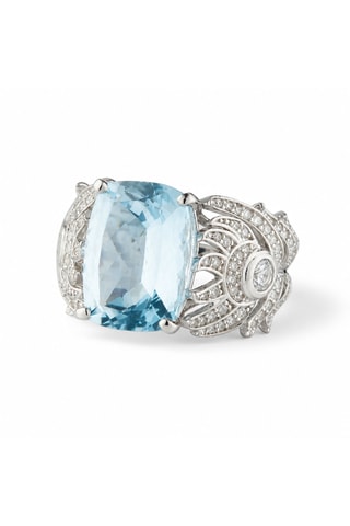 Bague Toliara - Or blanc, diamants et topazes