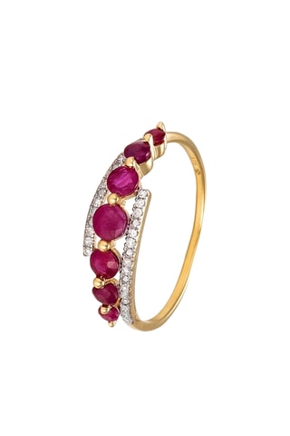 Bague Bran - Or jaune, diamants et rubis