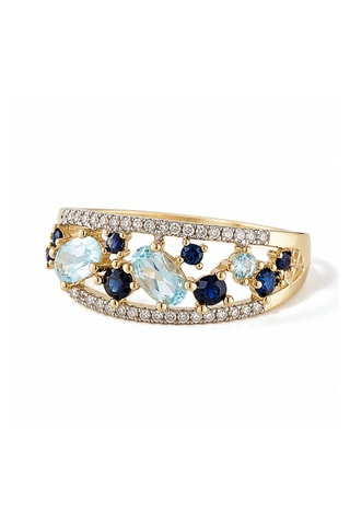 Bague Dahra - Or jaune, diamants, topazes et saphirs