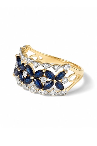 Bague Setar - Or jaune, diamants et saphirs