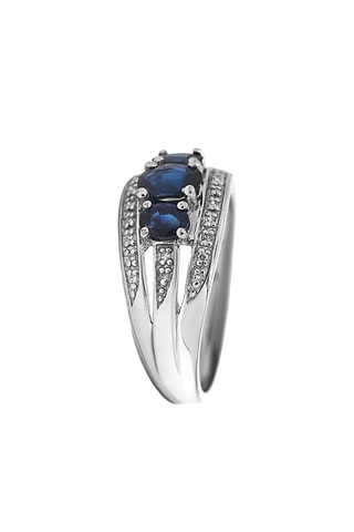 Bague Indus - Or blanc, diamants et saphirs