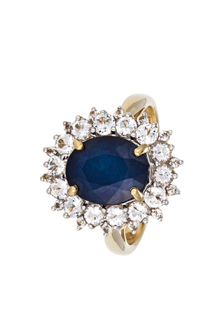 Bague Soleil Bleu - Or jaune, topazes et saphir