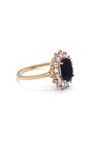 Bague Soleil Bleu - Or jaune, topazes et saphir