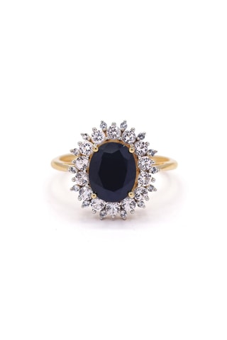 Bague Soleil Bleu - Or jaune, topazes et saphir
