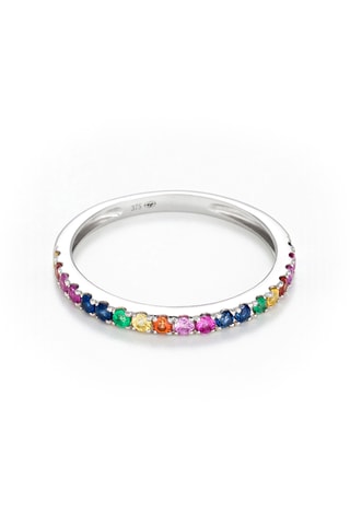 Bague Colorful Love - Or blanc, émeraudes, rubis et saphirs