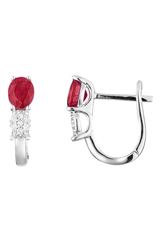 Boucles d'oreilles Lisemore - Or blanc, diamants et rubis
