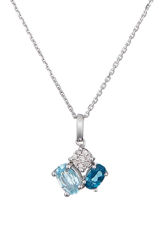 Pendentif D'Ici et d'Ailleurs - Or blanc, diamants et topazes