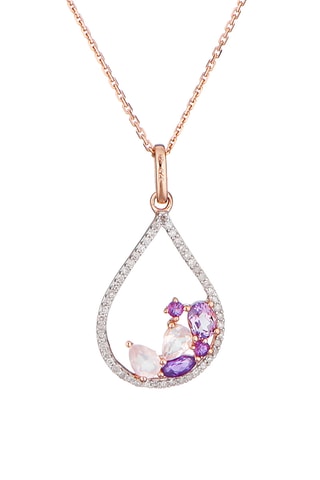 Pendentif Lilas - Or rose, diamants, améthystes et quartz rose