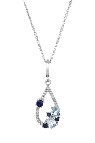 Pendentif Saphir Elixir - Or blanc, diamants, topazes et saphirs