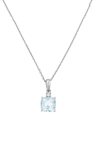 Pendentif Tonga - Or blanc, diamant et topaze