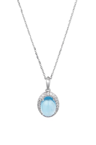 Pendentif Comme le Bleu de Tes Yeux - Or blanc, diamants et topaze