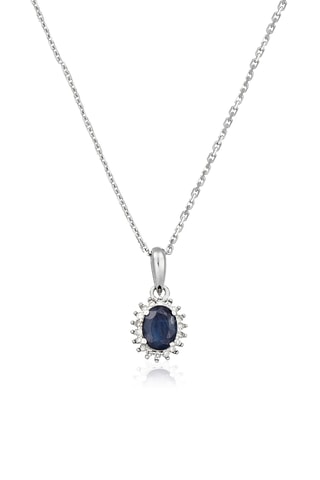 Pendentif Abra - Or blanc, diamants et saphir