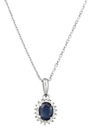 Pendentif Abra - Or blanc, diamants et saphir