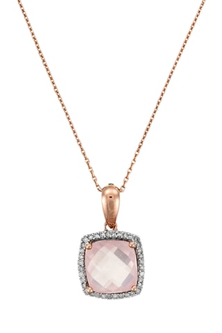 Pendentif Quartissime - Or rose, diamants et quartz
