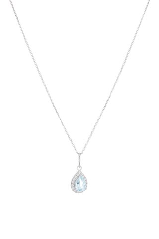 Pendentif Goutte-Moi - Or blanc, diamants et topaze