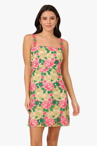 Robe droite - Rose et vert