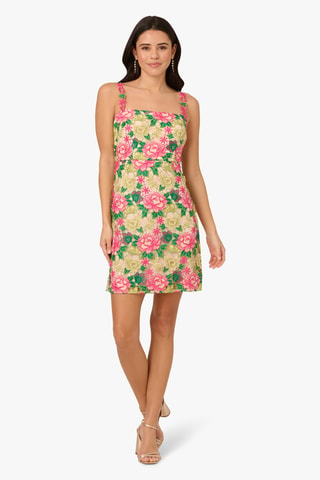 Robe droite - Rose et vert