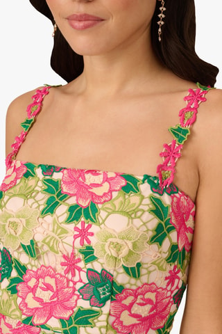 Robe droite - Rose et vert