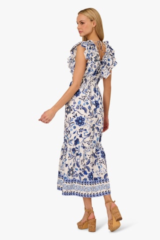 Robe midi - Blanc et bleu