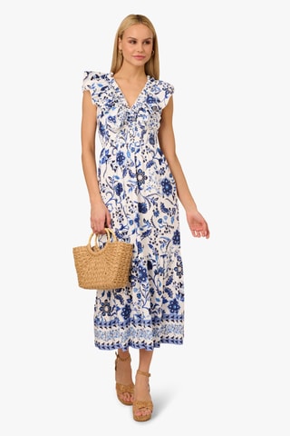 Robe midi - Blanc et bleu