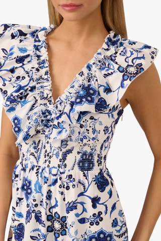 Robe midi - Blanc et bleu
