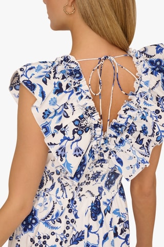 Robe midi - Blanc et bleu