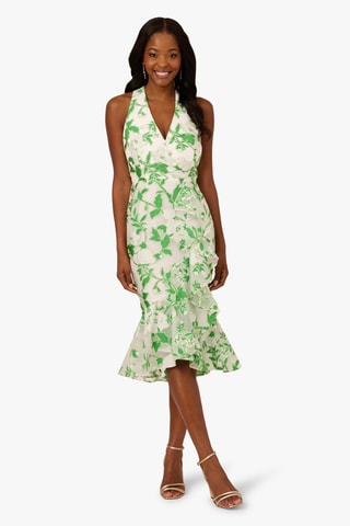 Robe midi - Vert et écru