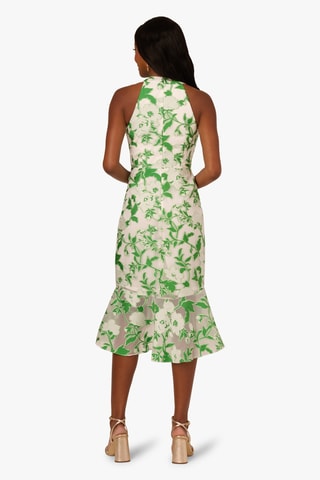 Robe midi - Vert et écru