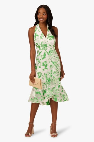 Robe midi - Vert et écru