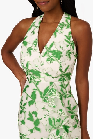 Robe midi - Vert et écru