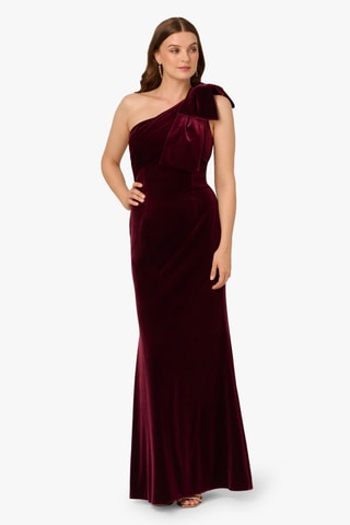 Robe asymétrique en velours - Bordeaux