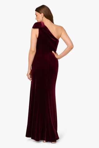 Robe asymétrique en velours - Bordeaux