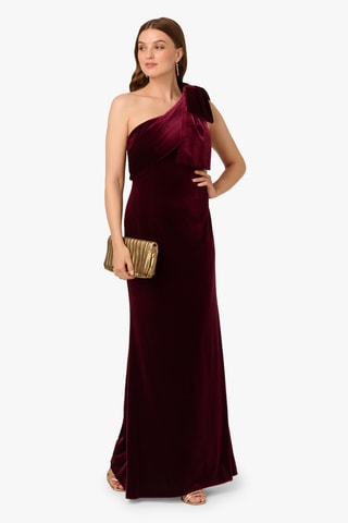Robe asymétrique en velours - Bordeaux