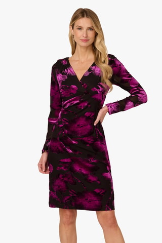 Robe droite en velours - Noir et violet