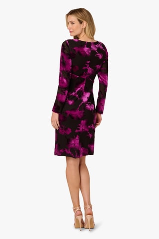 Robe droite en velours - Noir et violet