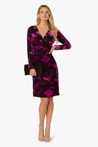 Robe droite en velours - Noir et violet
