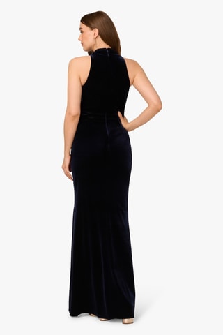 Robe longue en velours - Bleu marine